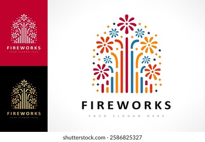 fireworks and stars logo vector design