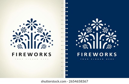 fireworks and stars logo vector design
