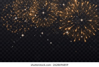 Fireworks with stars and sparks. festival, event colorful fireworks. holiday banner, poster, flyer, and greeting card