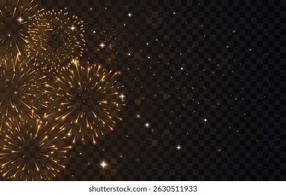 Fireworks with stars and sparks. festival, event colorful fireworks. holiday banner, poster, flyer, and greeting card design