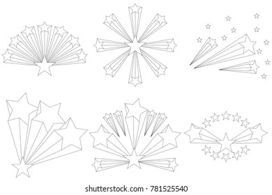Fireworks of the stars, star explosion. Stars burst. Explosion fireworks. Flat design, vector illustration. vector.
