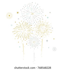 Fireworks And Stars Vector Illustration