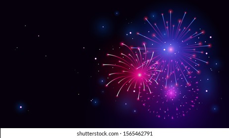 Fireworks with sterry celebration night time illustration vector background