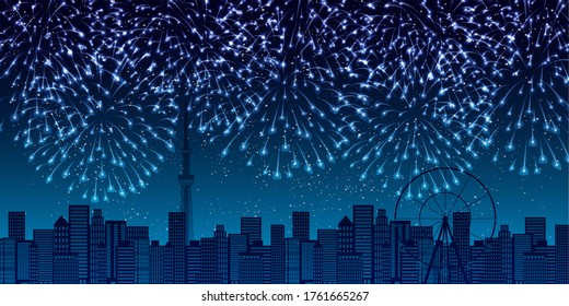 Fireworks summer festival watercolor background