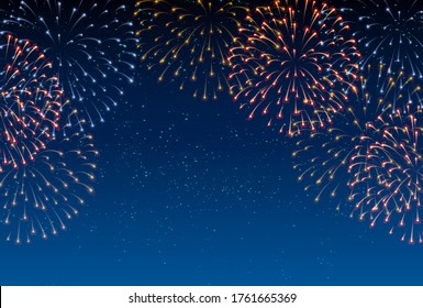 Fireworks summer festival watercolor background