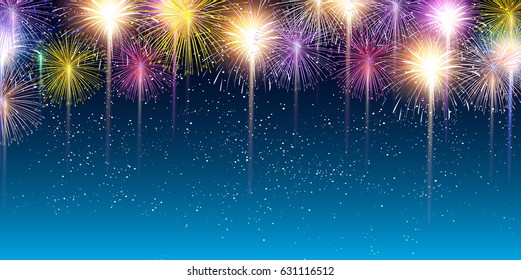 Fireworks Summer Landscape Background