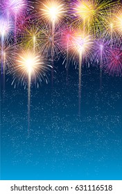 Fireworks Summer Landscape Background