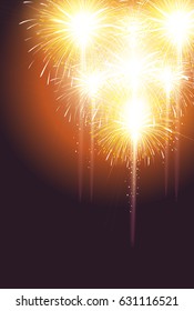 Fireworks Summer Landscape Background