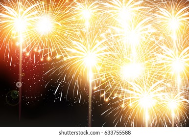 Fireworks Summer Landscape Background