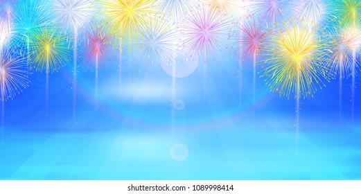 Fireworks summer sea background