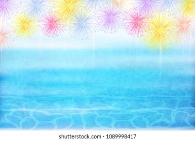 Fireworks summer sea background