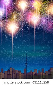 Fireworks Summer Tokyo Background