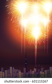Fireworks Summer Tokyo Background