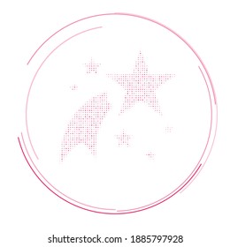 The fireworks symbol filled with pink dots. Pointillism style. Vector illustration on white background