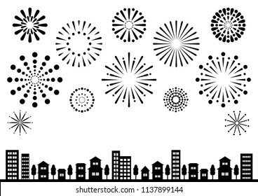 Fireworks and town
