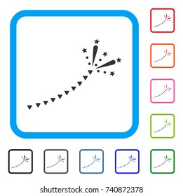 Fireworks Trace icon. Flat grey pictogram symbol in a light blue rounded square. Black, gray, green, blue, red, orange color additional versions of Fireworks Trace vector.