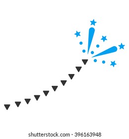 Fireworks Trace vector icon. Fireworks Trace icon symbol. Fireworks Trace icon image. Fireworks Trace icon picture. Fireworks Trace pictogram. Flat blue and gray fireworks trace icon.
