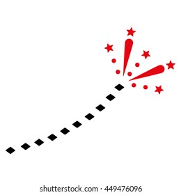 Fireworks Trace vector toolbar icon. Style is bicolor flat icon symbol, intensive red and black colors, white background, rhombus dots.