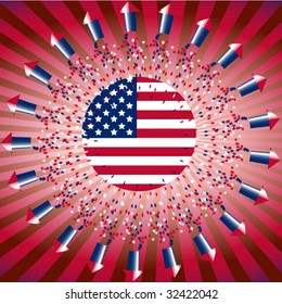 Fireworks with US flag