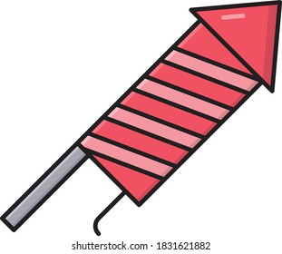 fireworks vector colour line icon 