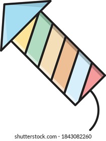 fireworks vector colour line icon  