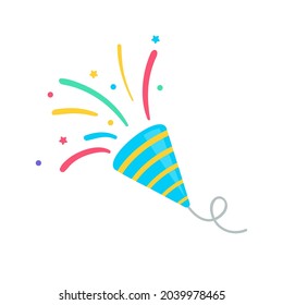 Fireworks vector draws a party. Confetti floating from the birthday party fireworks
