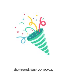 Fireworks vector draws a party. Confetti floating from the birthday party fireworks