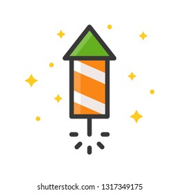 Fireworks vector, Feast of Saint Patrick filled style icon editable outline