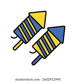Fireworks vector filled outline icon. EPS 10 file
