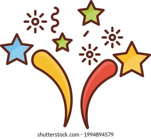 fireworks vector flat colour icon