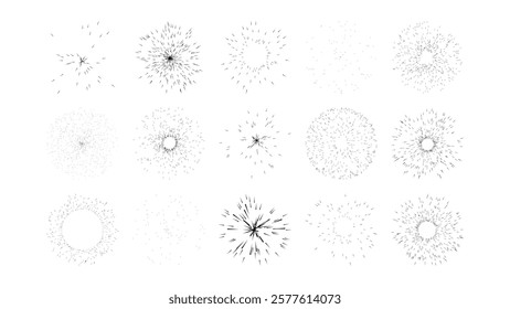 Fireworks Vector Flat Set, Design Elements Isolated