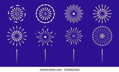 Fireworks vector icon collection set for decoration