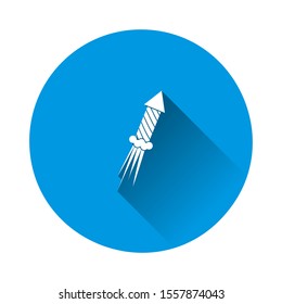 Fireworks vector icon  on blue background. Flat image with long shadow.