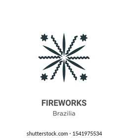 Fireworks vector icon on white background. Flat vector fireworks icon symbol sign from modern brazilia collection for mobile concept and web apps design.