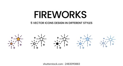 Iconos vectoriales de Fireworks conjunto ilustración de stock