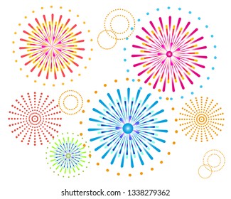  Fireworks vector illustration.