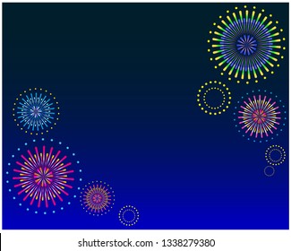  Fireworks vector illustration.