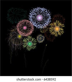 The fireworks. Vector illustration
