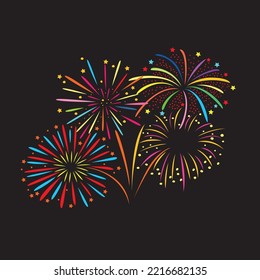 fireworks vector illustration. celebration party element. new year decoration.