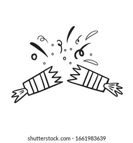 Fireworks. Vector illustration in doodle style. Celebratory fireworks. Freehand doodle drawing.