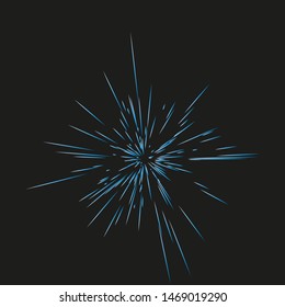 Fireworks. Vector illustration. Dynamic style. Abstract explosion, speed motion lines from the middle. Vector illustration