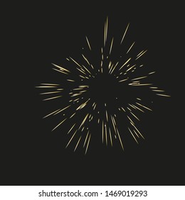 Fireworks. Vector illustration. Dynamic style. Abstract explosion, speed motion lines from the middle. Vector illustration
