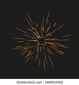 Fireworks. Vector illustration. Dynamic style. Abstract explosion, speed motion lines from the middle. Vector illustration