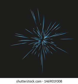 Fireworks. Vector illustration. Dynamic style. Abstract explosion, speed motion lines from the middle. Vector illustration