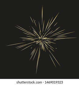 Fireworks. Vector illustration. Dynamic style. Abstract explosion, speed motion lines from the middle. Vector illustration