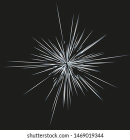 Fireworks. Vector illustration. Dynamic style. Abstract explosion, speed motion lines from the middle. Vector illustration