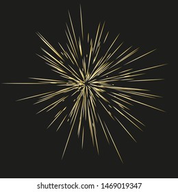 Fireworks. Vector illustration. Dynamic style. Abstract explosion, speed motion lines from the middle. Vector illustration