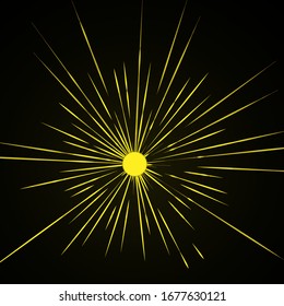 Fireworks. Vector illustration. Dynamic style. Abstract explosion, speed motion lines from the middle. Vector illustration