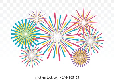 Fireworks vector illustration. Festive background.