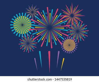 Fireworks vector illustration. Festive background.